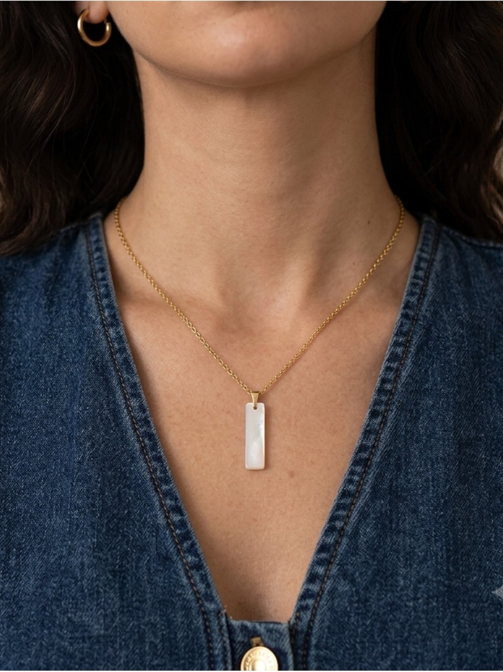 𝅺RECTANGLE Mother of Pearl Necklace